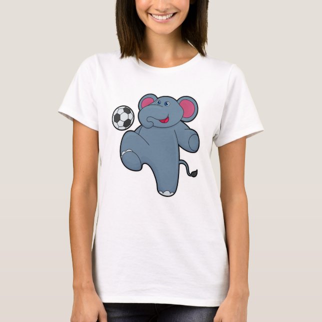 Elephant as Soccer player with Soccer ball T-Shirt (Front)