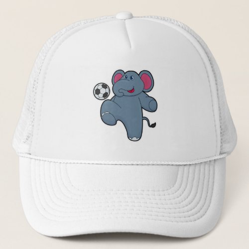 Elephant as Soccer player with Soccer ball Trucker Hat
