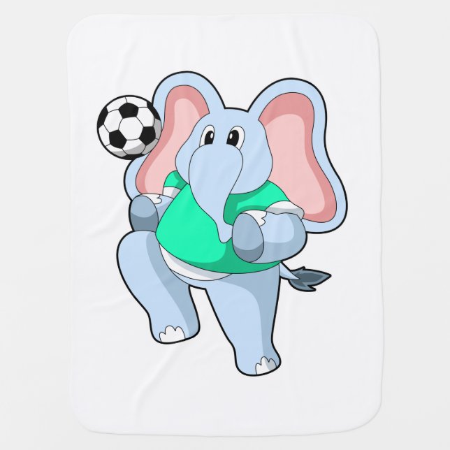 Elephant as Soccer player with Soccer.PNG Baby Blanket (Front)