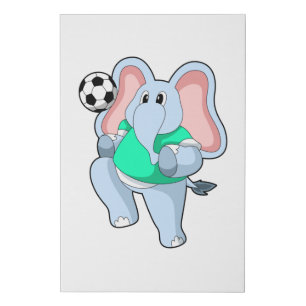 Elephant as Soccer player with Soccer.PNG Faux Canvas Print