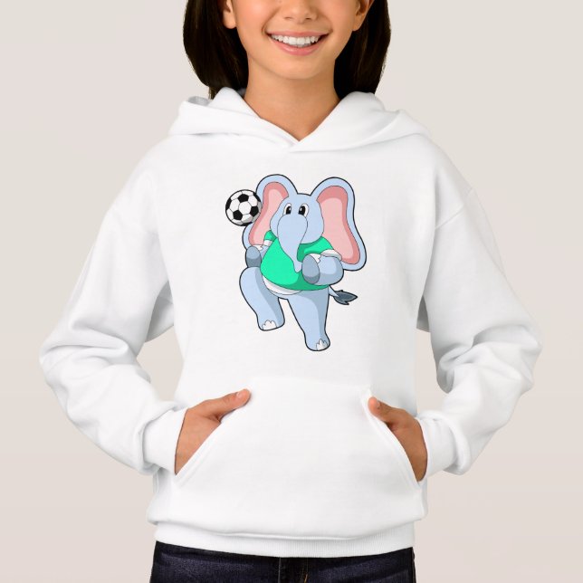 Elephant as Soccer player with Soccer.PNG Hoodie (Front)