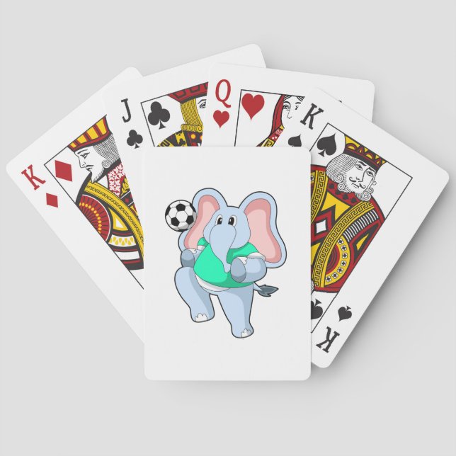 Elephant as Soccer player with Soccer.PNG Poker Cards (Back)