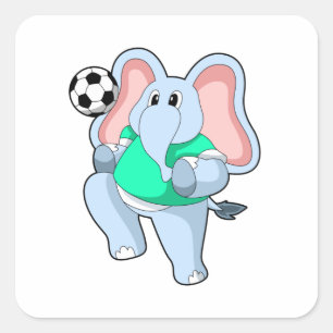 Elephant as Soccer player with Soccer.PNG Square Sticker