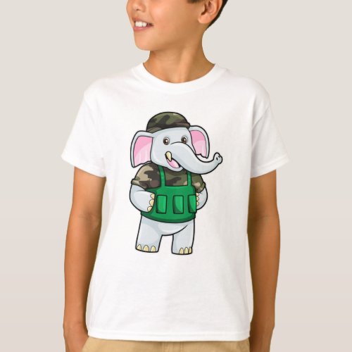 Elephant as Soldier with Uniform  Helmet T_Shirt