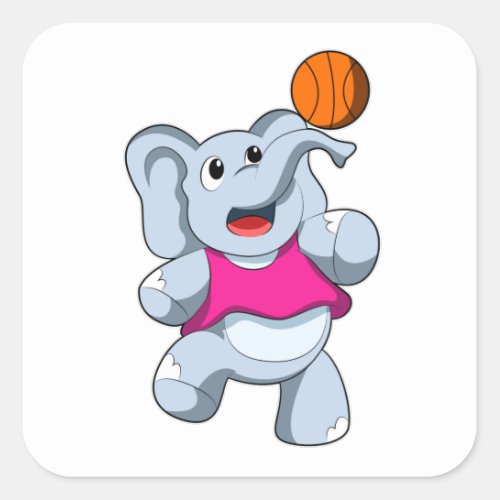 Elephant as Sports with Basketball Square Sticker