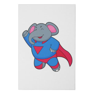 Elephant as Superhero Faux Canvas Print