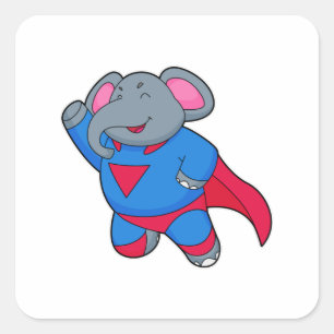 Elephant as Superhero Square Sticker