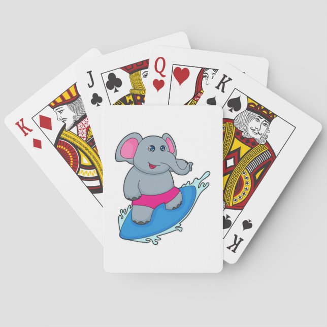 Elephant as Surfer with Surfboard Poker Cards (Back)