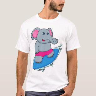 Elephant as Surfer with Surfboard T-Shirt