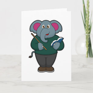 Elephant as Teacher with Book & Pointer Card