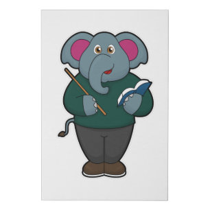 Elephant as Teacher with Book & Pointer Faux Canvas Print