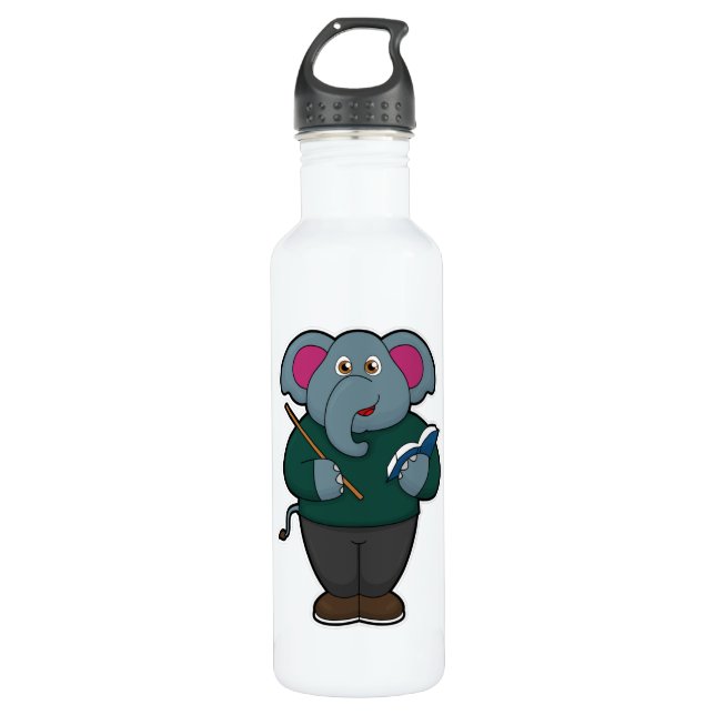 Elephant as Teacher with Book & Pointer Stainless Steel Water Bottle (Front)