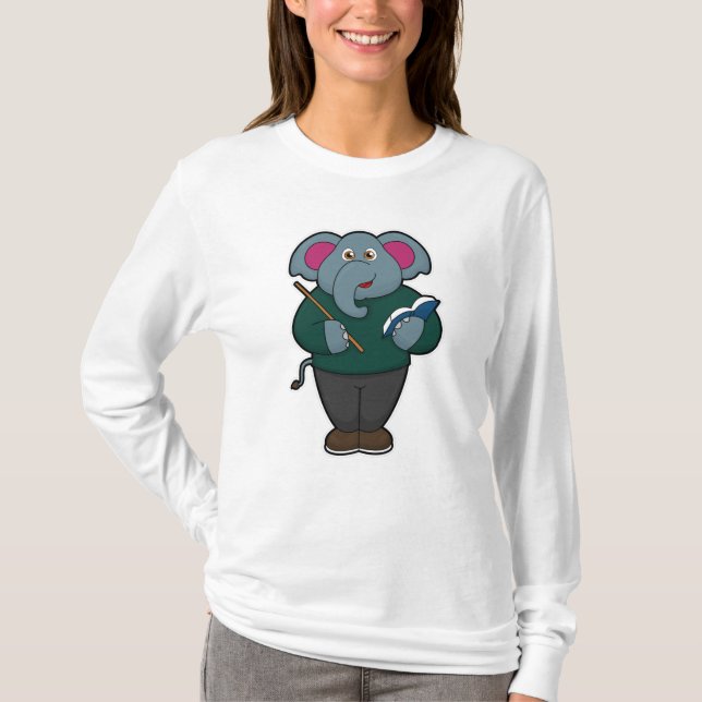 Elephant as Teacher with Book & Pointer T-Shirt (Front)