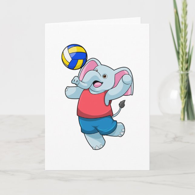 Elephant as Volleyball player with Volleyball Card (Front)