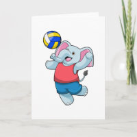 Elephant as Volleyball player with Volleyball