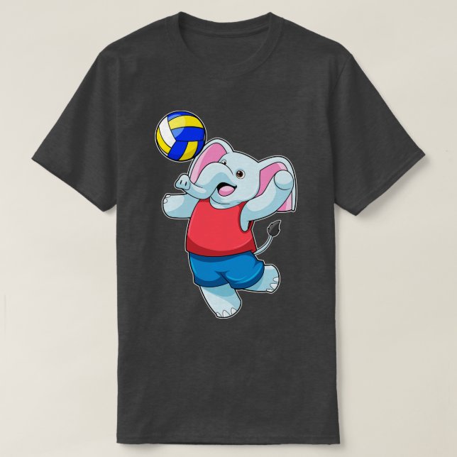 Elephant as Volleyball player with Volleyball T-Shirt (Design Front)