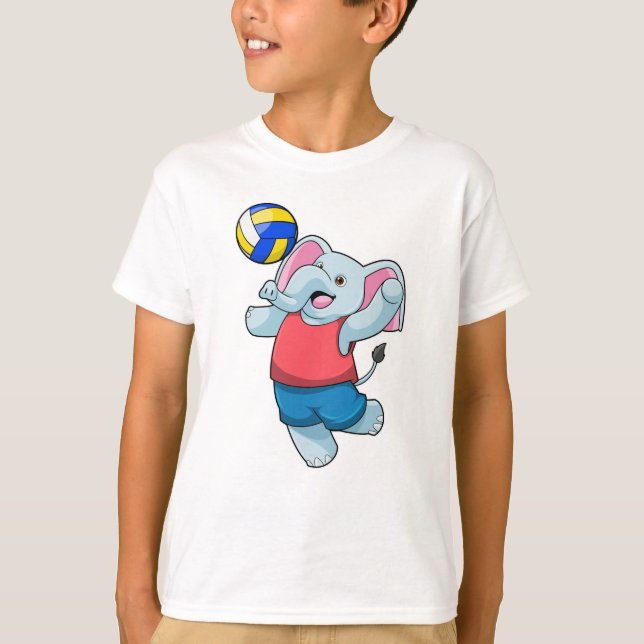 Elephant as Volleyball player with Volleyball T-Shirt (Front)