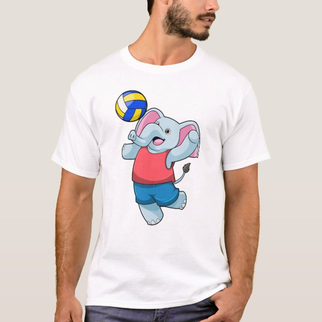 Elephant as Volleyball player with Volleyball T-Shirt (Front)