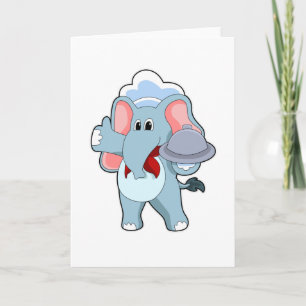 Elephant as Waiter with Platter Card