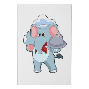 Elephant as Waiter with Platter Faux Canvas Print