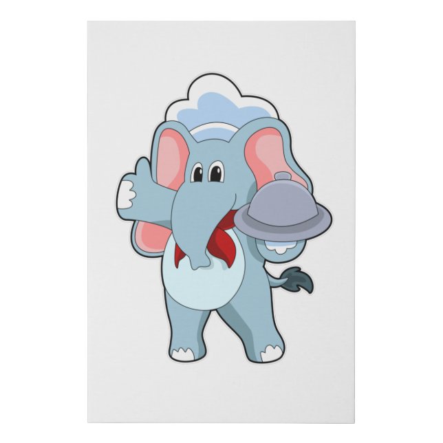 Elephant as Waiter with Platter Faux Canvas Print (Front)