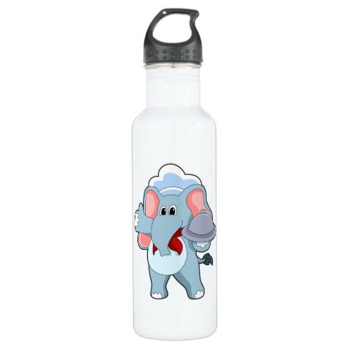 Elephant as Waiter with Platter Stainless Steel Water Bottle