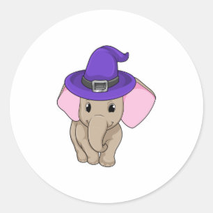 Elephant as Wizard Classic Round Sticker