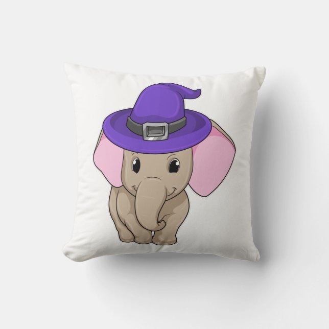 Elephant as Wizard Throw Pillow (Front)