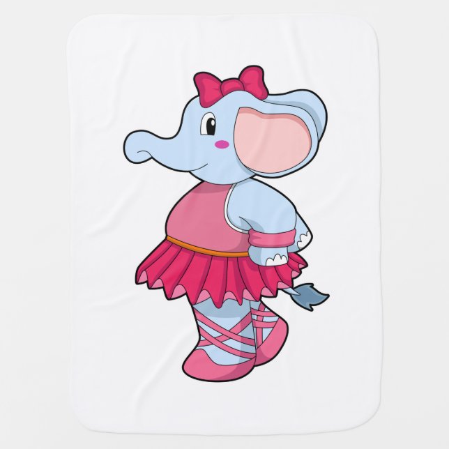 Elephant at Ballet with Skirt Baby Blanket (Front)