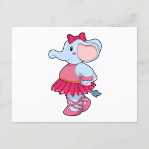 Elephant at Ballet with Skirt Postcard