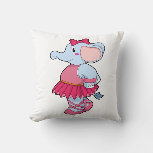 Elephant at Ballet with Skirt Throw Pillow (Front)