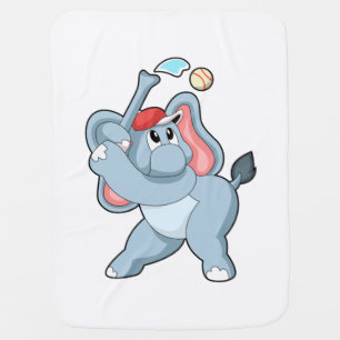 Elephant at Baseball Baby Blanket