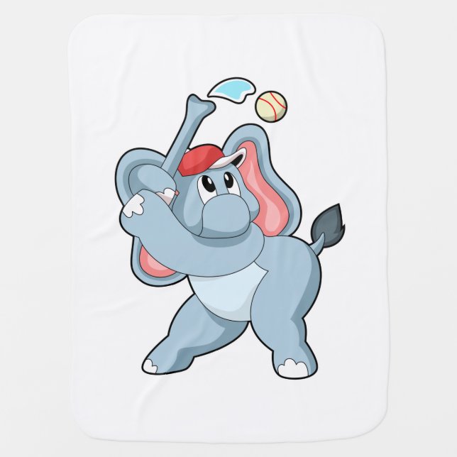 Elephant at Baseball Baby Blanket (Front)