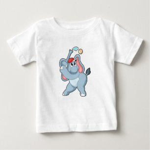 Elephant at Baseball Baby T-Shirt