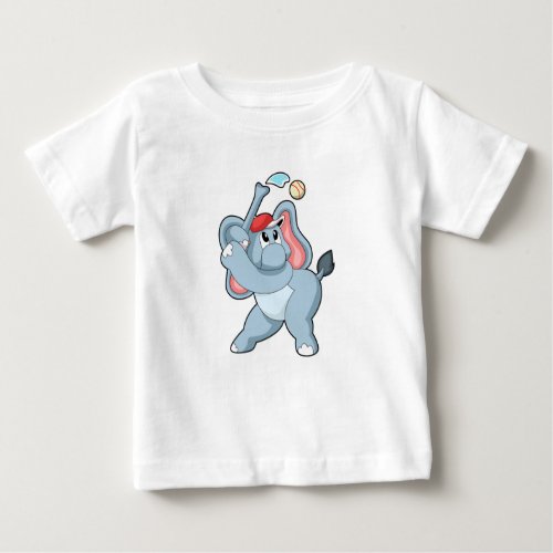 Elephant at Baseball Baby T_Shirt