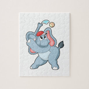 Elephant at Baseball Jigsaw Puzzle