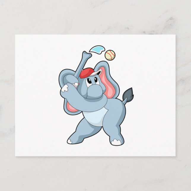Elephant at Baseball Postcard (Front)
