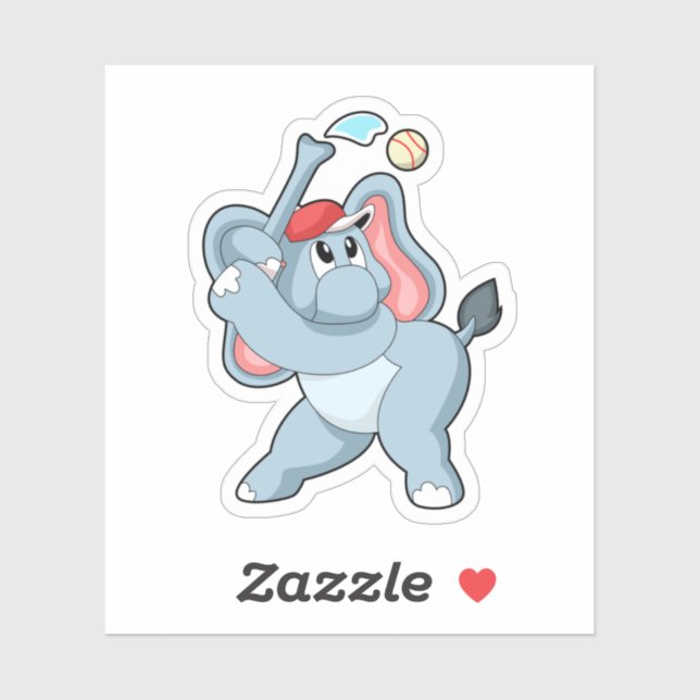 Elephant at Baseball Sticker (Sheet)