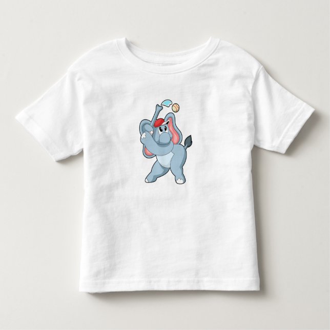 Elephant at Baseball Toddler T-shirt (Front)