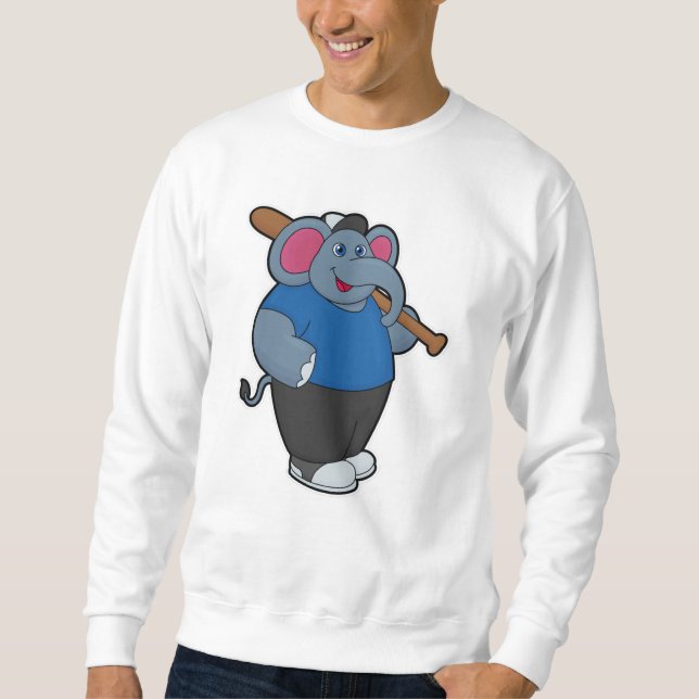 Elephant at Baseball with Baseball bat Sweatshirt (Front)