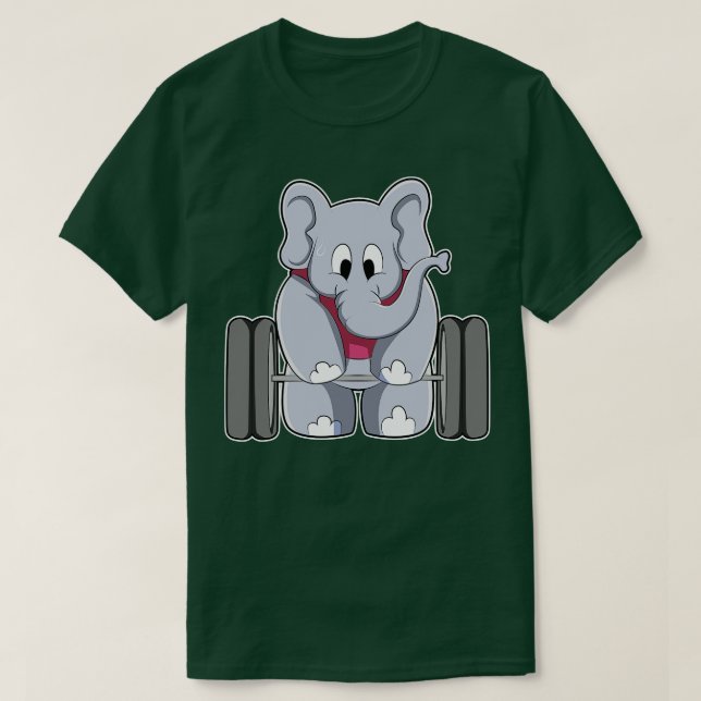 Elephant at Bodybuilding with Barbell T-Shirt (Design Front)