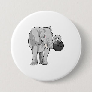 Elephant at Bowling with Bowling ball Button