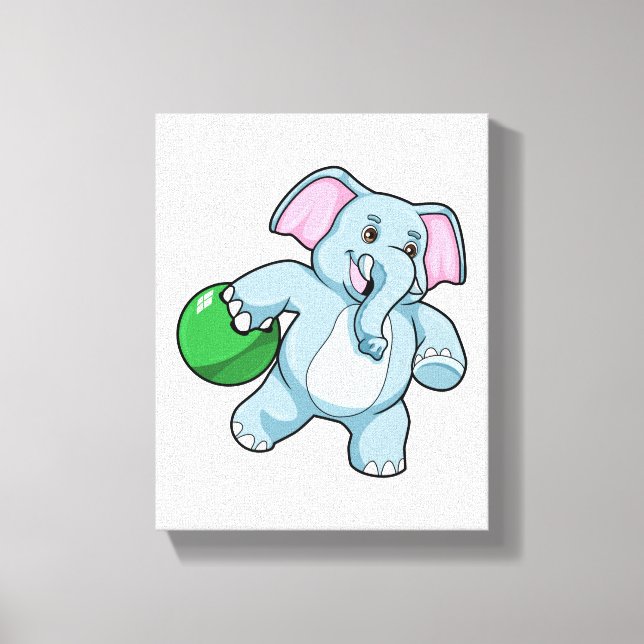 Elephant at Bowling with Bowling ball Canvas Print (Front)