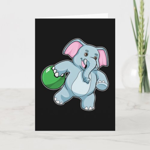 Elephant at Bowling with Bowling ball Card