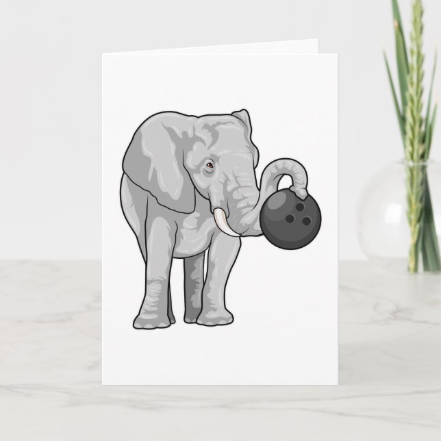 Elephant at Bowling with Bowling ball Card (Front)