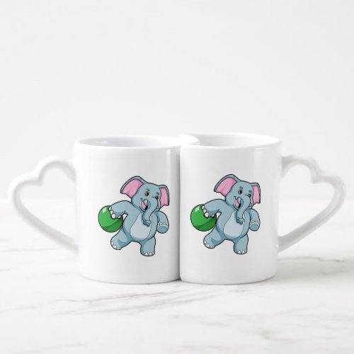 Elephant at Bowling with Bowling ball Coffee Mug Set