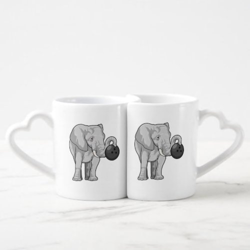 Elephant at Bowling with Bowling ball Coffee Mug Set