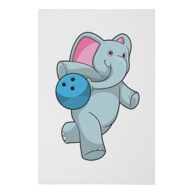 Elephant at Bowling with Bowling ball Faux Canvas Print (Front)