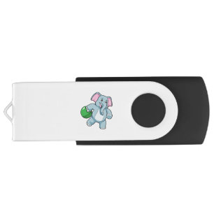 Elephant at Bowling with Bowling ball Flash Drive