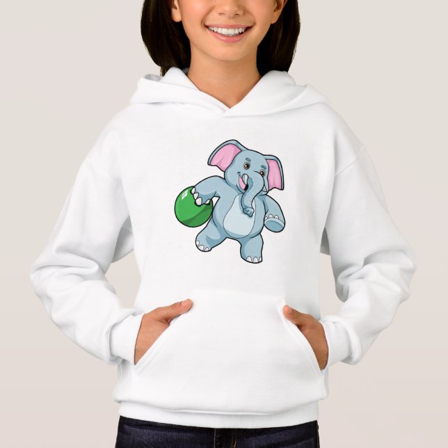 Elephant at Bowling with Bowling ball Hoodie (Front)